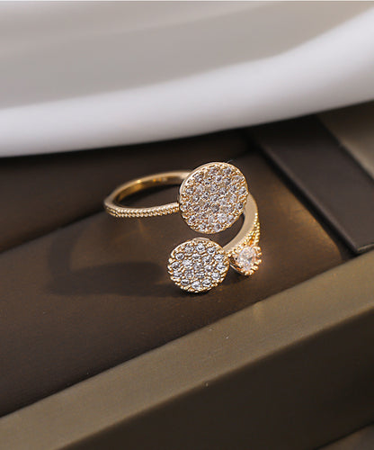 Rhinestone Round Decor Cuff Ring